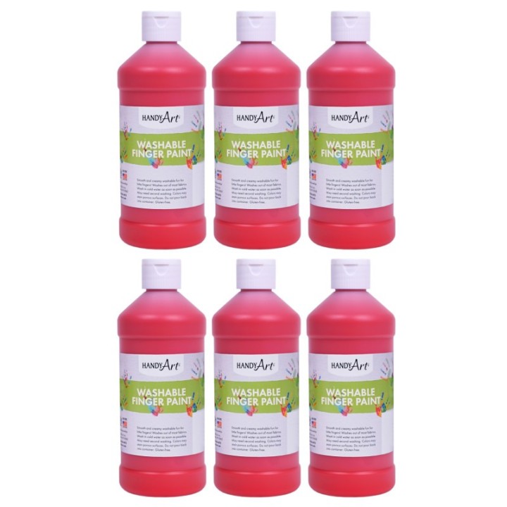 Handy Art® Washable Finger Paint, Red, 16 oz., Pack of 6
