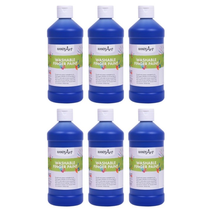 Handy Art® Washable Finger Paint, Blue, 16 oz., Pack of 6