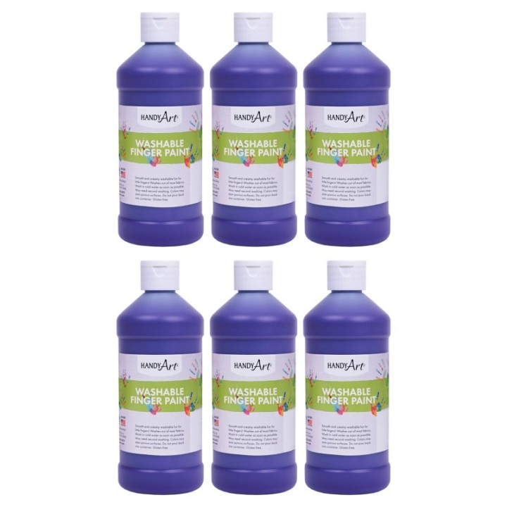 Handy Art® Washable Finger Paint, Violet, 16 oz., Pack of 6