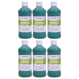Handy Art® Washable Finger Paint, Green, 16 oz., Pack of 6
