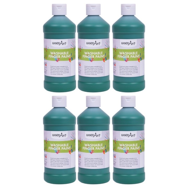 Handy Art® Washable Finger Paint, Green, 16 oz., Pack of 6