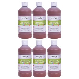 Handy Art® Washable Finger Paint, Brown, 16 oz., Pack of 6