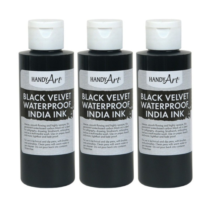 Handy Art® Black Velvet India Ink, 4. oz, Pack of 3