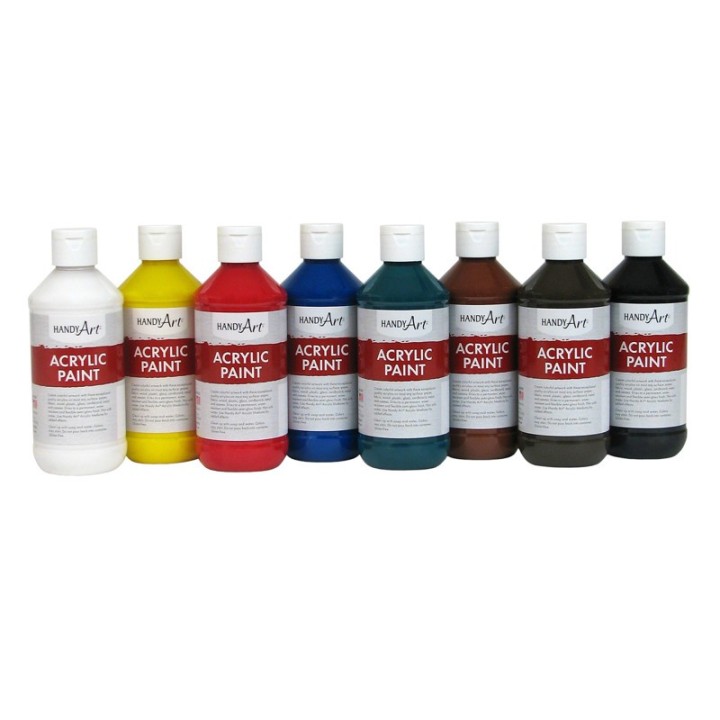 Handy Art® Acrylic Paint, 8 oz., Primary 8-Color Set