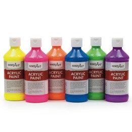 Handy Art® Acrylic Paint, 8 oz., Fluorescent Colors, Set of 6