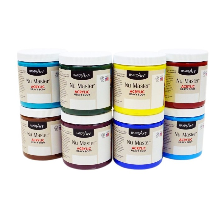 Handy Art® Nu Master Heavy Body Acrylic, Secondary Colors, 8 oz, Set of 8