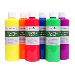 Handy Art® Tempera Paint, Pint, Fluorescent 6-Color Set