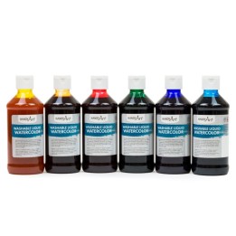 Handy Art® Washable Liquid Watercolors, 8 oz., Primary Colors, Set of 6