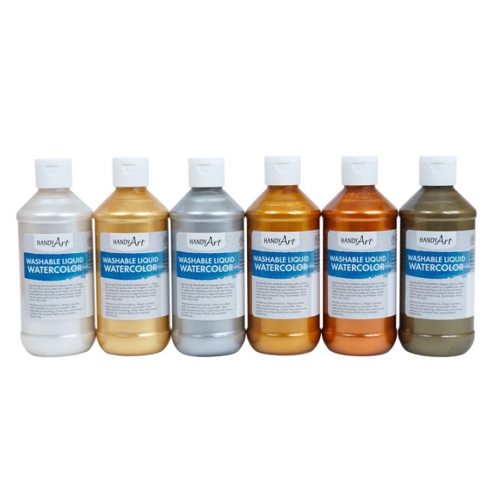 Handy Art® Metallic Liquid Watercolor, 8 oz, Set of 6