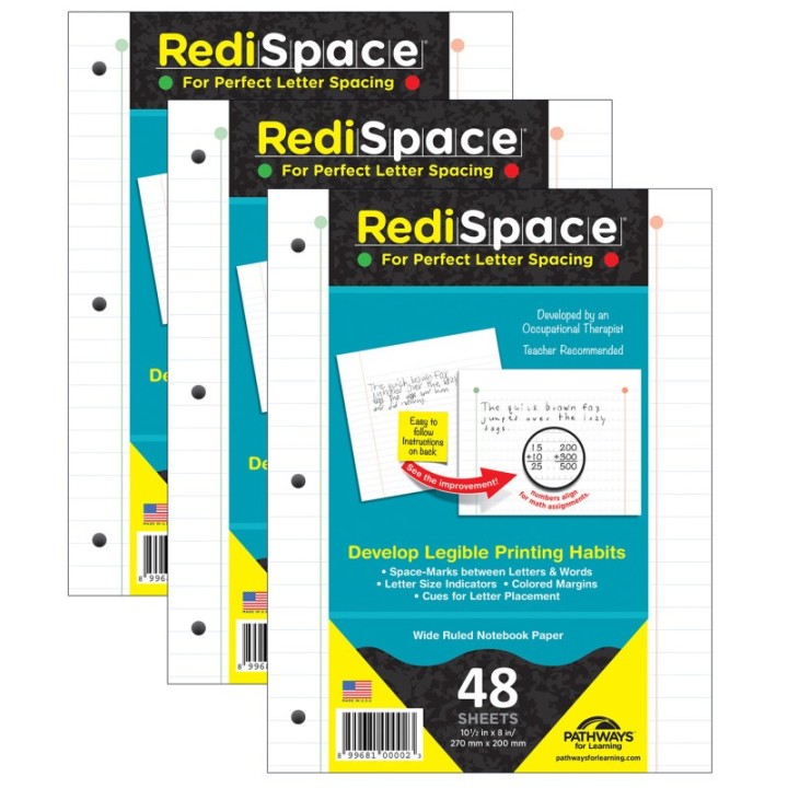 Pathways For Learning RediSpace® Notebook Filler Paper, 48 Sheets Per Pack, 3 Packs