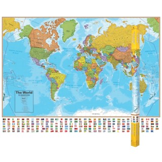 Hemispheres® Blue Ocean Series World Laminated Wall Map, 38" x 51"