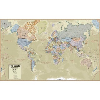 Hemispheres® Boardroom Series World Laminated Wall Map