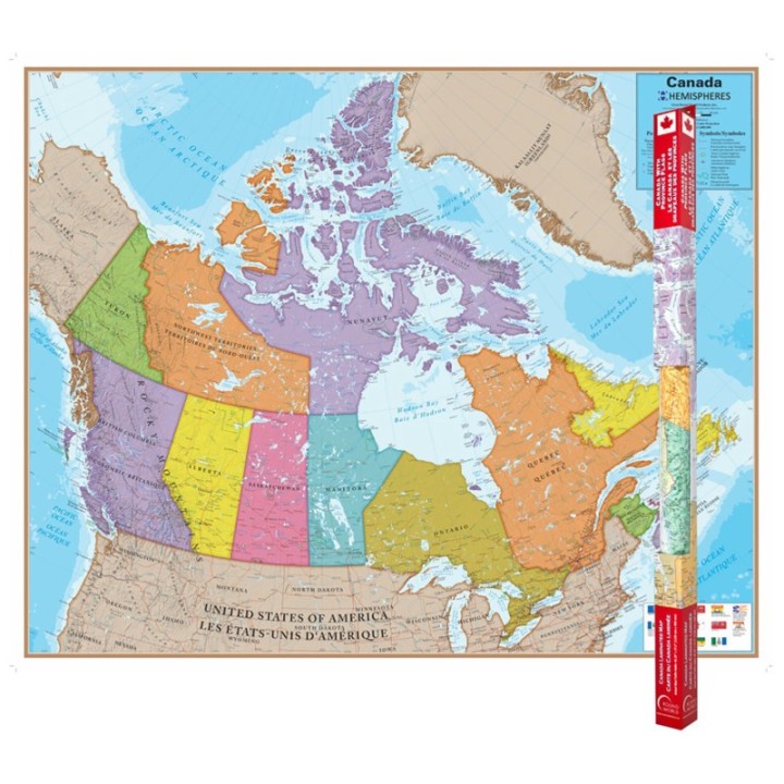 Hemispheres® Laminated Map, Canada, 47" x 38"