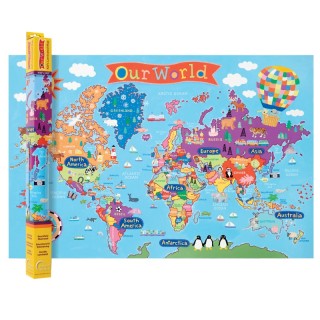 Round World Products Kid's Wall Map, World, 24" x 36"