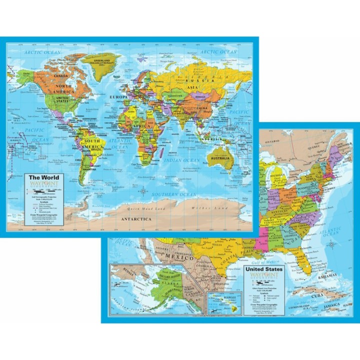 Waypoint Geographic World/USA Laminated Notebook Maps, 32 Count