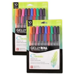 Sakura Classic Gel Pens, 08 Medium Point, Assorted Colors, 10 Per Set, 2 Sets