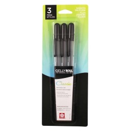 Sakura Gelly Roll Classic Gel Ink Pens, 08 Medium, Black, Pack of 3