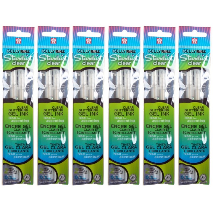 Sakura Gelly Roll Stardust Clear Glittering Gel Ink Pens, 2 Per Pack, 6 Packs