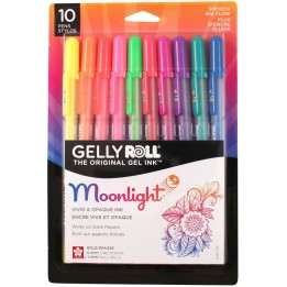 Sakura Moonlight Gel Pens, 10 Bold Point, Assorted Colors, 10-Pack, Blister Card