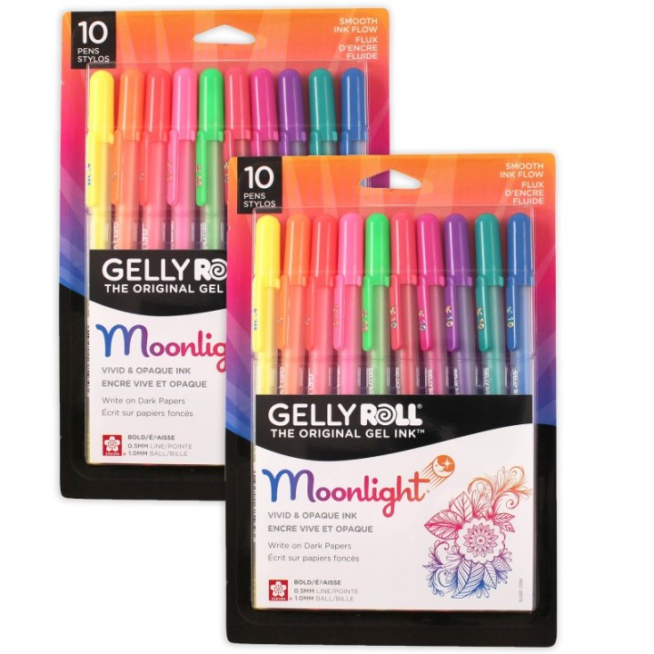 Sakura Moonlight Gel Pens, 10 Bold Point, Assorted Colors, 10 Per Set, 2 Sets