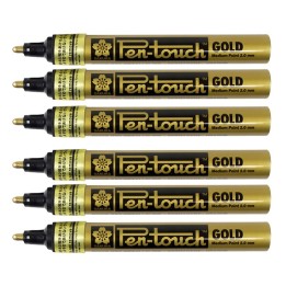 Sakura Pen-touch Paint Marker, Med 2.0mm, Gold, Pack of 6