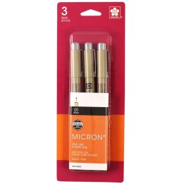 Sakura Pigma Micron Pens, Size 05 Fine Point, Black, 3-Pack, Blister Pack