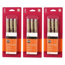 Sakura Pigma Micron Pens, Size 05 Fine Point, Black, 3 Set, 3 Sets