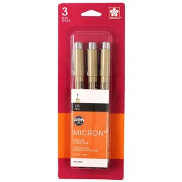 Sakura Pigma Micron Pens, Size 08 Fine Point, Black, 3-Pack, Blister Pack