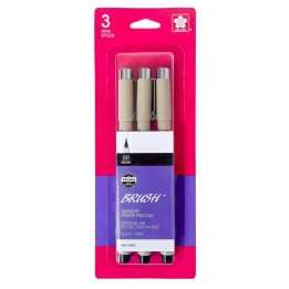 Sakura Pigma Brush Pen, Black, 3-Pack