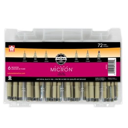 Sakura Pigma Micron Pens Classroom Set, Black, 72-Pieces with Reusable Storage Case