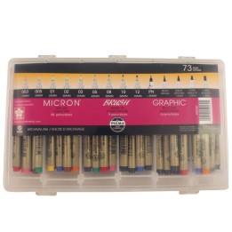 Sakura Ink Gift Set, Assorted Colors, 73-Pieces with Reusable Storage Case