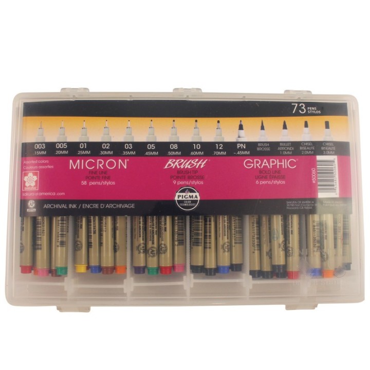 Sakura Ink Gift Set, Assorted Colors, 73-Pieces with Reusable Storage Case