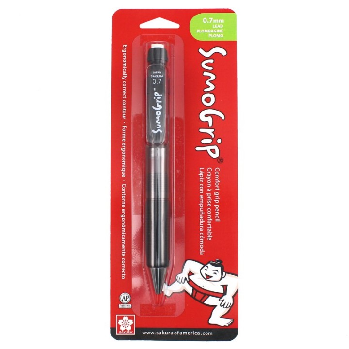 Sakura SumoGrip Comfort Grip Mechanical Pencil, 0.7mm, Gray, Blister Card