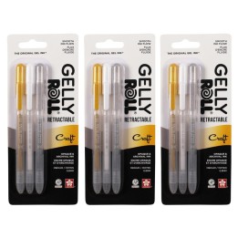 Sakura Retractable Craft Gel Pens, 08 Medium Point, Assorted Colors, 3 Per Set, 3 Sets