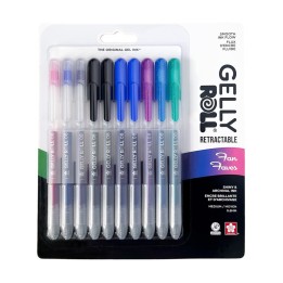 Sakura Retractable Fan Faves Gel Pens, Assorted Colors, 10-Pack, Blister Card
