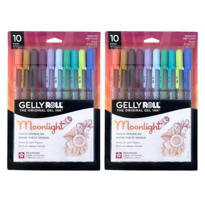 Sakura Moonlight Gel Pens, 10 Bold Point, Twilight & Daylight Colors, 10 Per Set, 2 Sets
