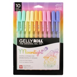 Sakura Moonlight Gel Pens, 10 Bold Point, Assorted Pastel Colors, 10-Piece Set, Blister Pack