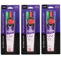 Sakura UV Gel Pens, Medium Point, Assorted Colors, 3 Per Set with UV Light, 3 Sets