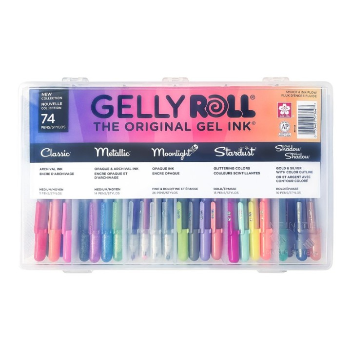Sakura Gel Pens in Reusable Case, 74-Piece Set