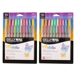 Sakura Metallic Gel Pens, Medium Point, Assorted Colors, 10 Per Set, 2 Sets