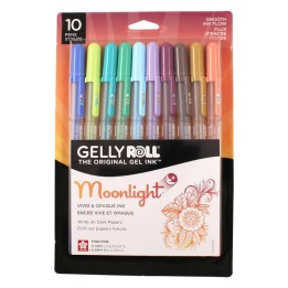 Sakura Moonlight Gel Pens, Fine Point, Assorted Colors, 10-Piece Set, Blister Card