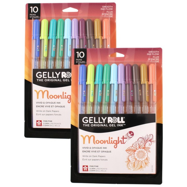 Sakura Moonlight Gel Pens, Fine Point, Assorted Colors, 10 Per Set, 2 Sets