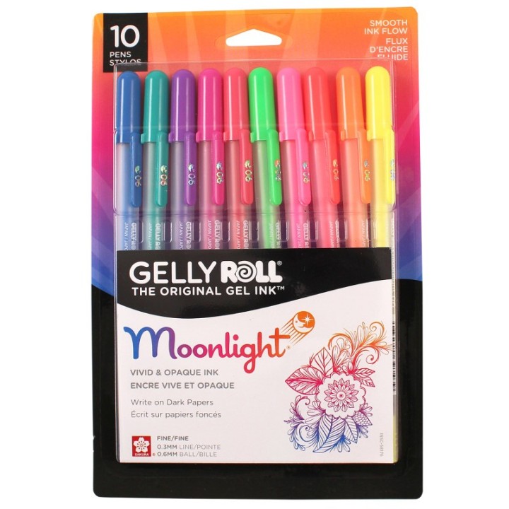 Sakura Gelly Roll Moonlight Gel Ink Pens, 06 Fine, Assorted, Pack of 10