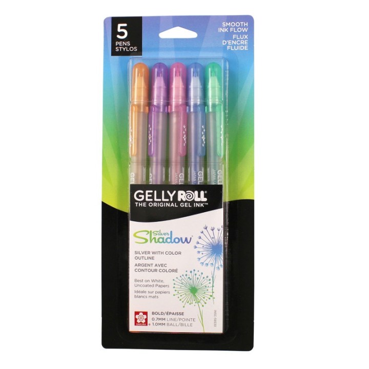 Sakura Gelly Roll Gel Ink Pens, Silver Shadow, Pack of 5