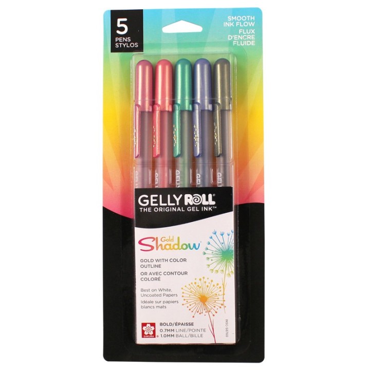 Sakura Gelly Roll Gel Ink Pens, Gold Shadow, Pack of 5