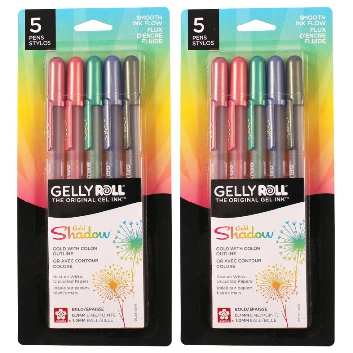 Sakura Gelly Roll Gel Ink Pens, Gold Shadow, 5 Per Set, 2 Sets
