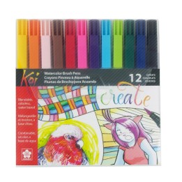 Sakura Koi Watercolor Brush Pens, Assorted Colors, 12-Piece Set