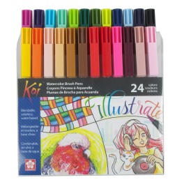 Sakura Koi Watercolor Brush Pens, Assorted Colors, 24-Piece Set