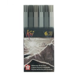 Sakura Koi Watercolor Brush Pens, Assorted Grays, 6-Piece Set