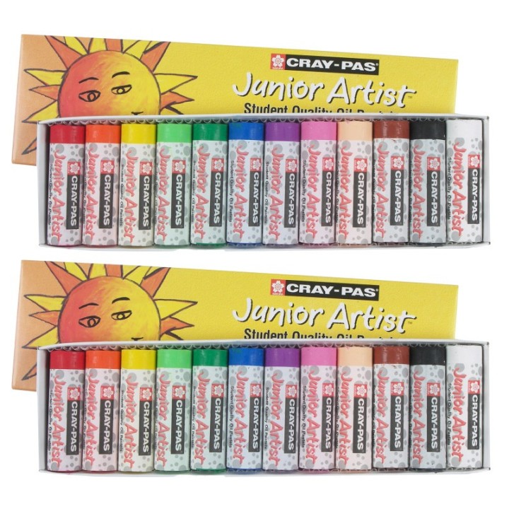 Sakura Cray-Pas Junior Artist, Chubbies, Assorted Colors, 12 Per Set, 2 Sets